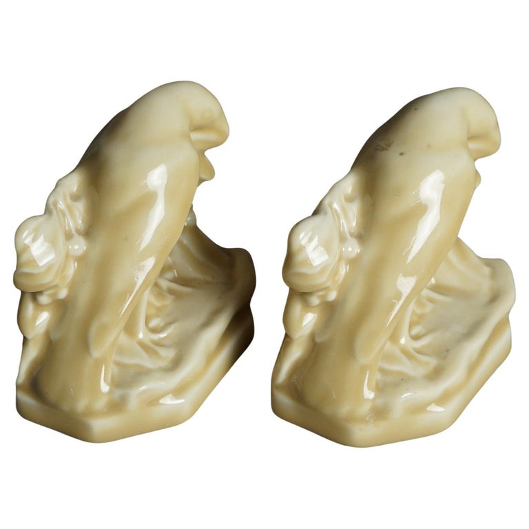 Pair Rookwood Art Pottery Figural High Glaze Raven Bookends Dated 1946