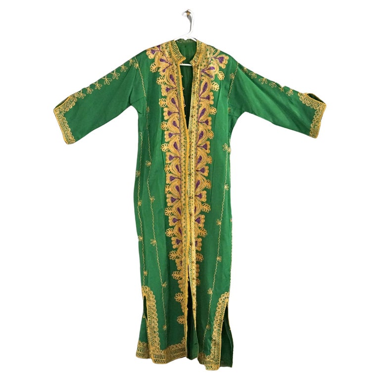 Vintage Moroccan Silk & Gold Metallic Needlework Robe 20th C