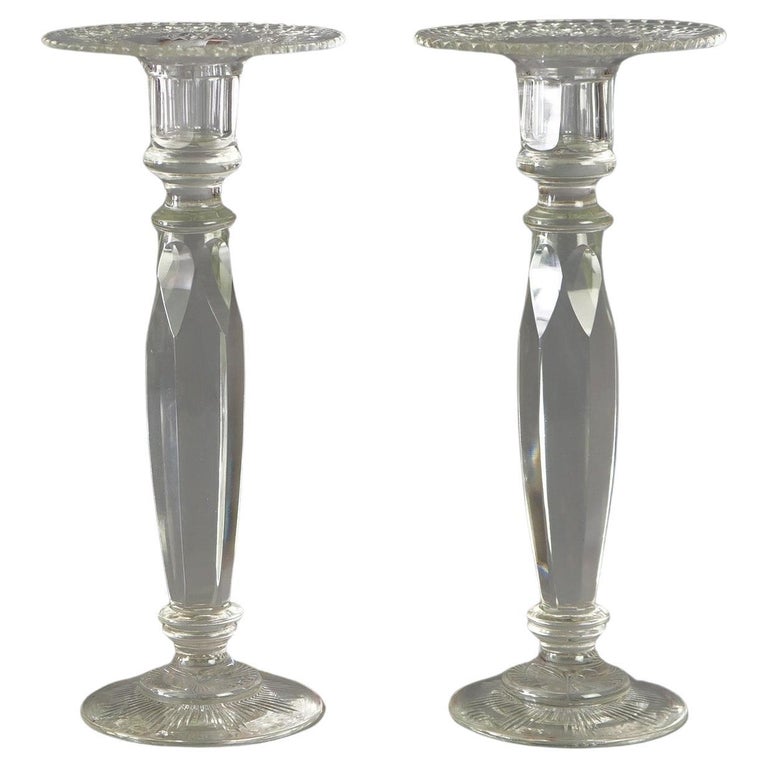 Antique Pair Sinclair Crystal Candlesticks, C1920
