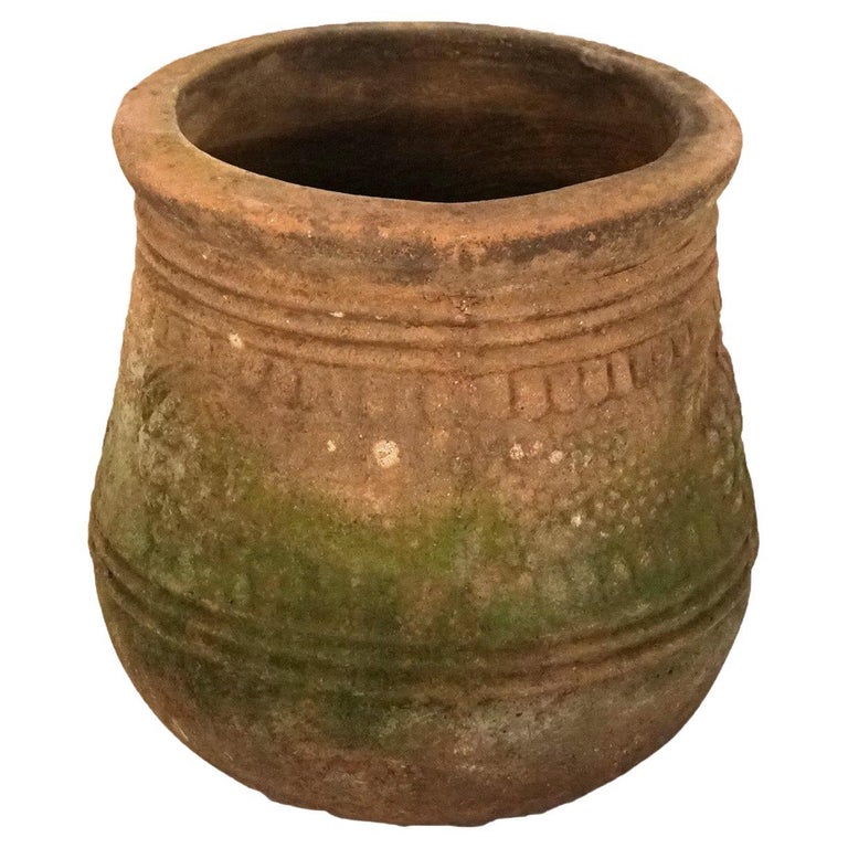 Antique Neoclassical Terra Cotta Garden Urn Patio Planter C1910
