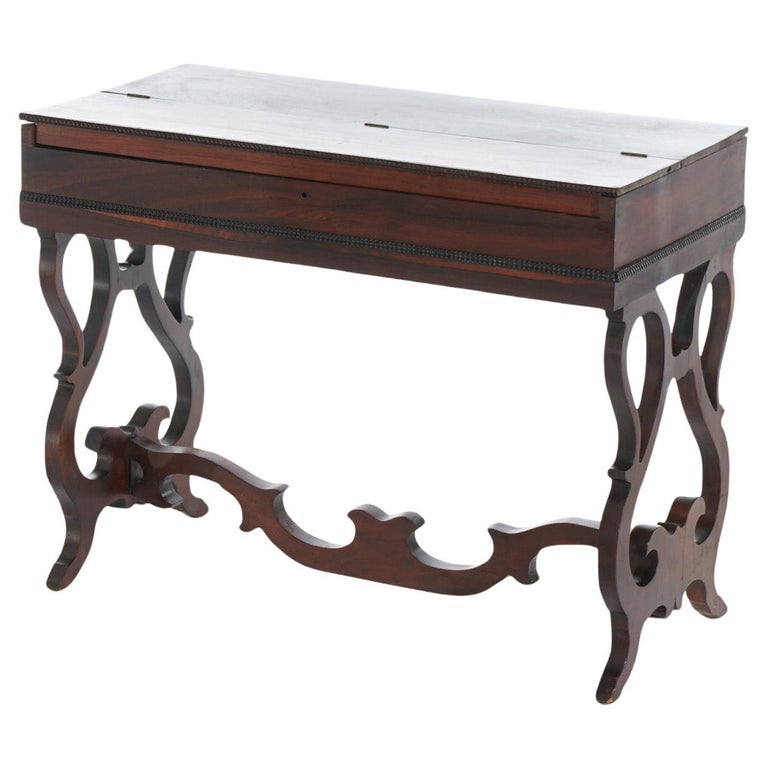 Antique Victorian Melodeon Rosewood Desk with Scroll Form Legs C1860