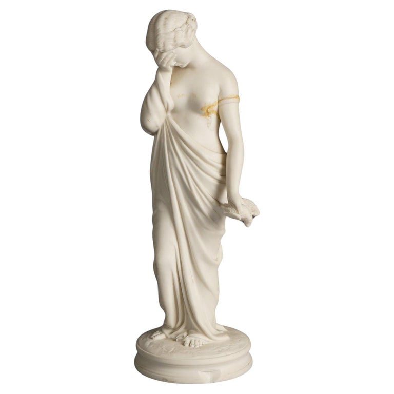 Antique Neoclassical Porcelain Figure of a Classical Woman in Mourning C1850