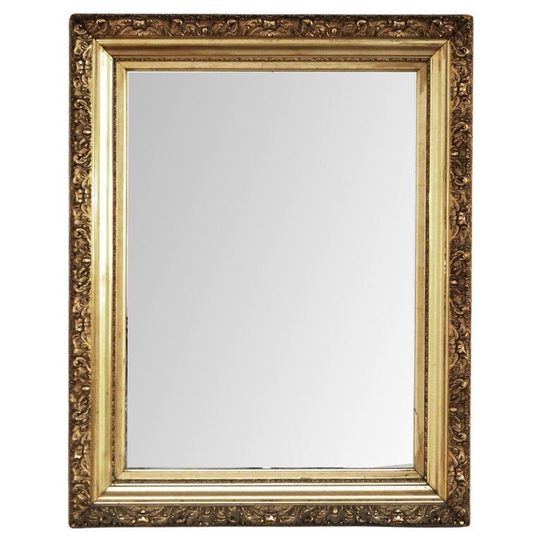 Large Antique French First Finish Foliate Form Giltwood Framed Wall Mirror C1900