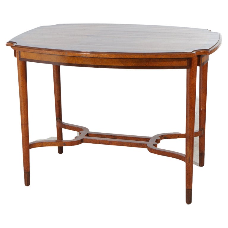 Leytens Frères Art Nouveau Inlaid Rosewood Satinwood & Burl Center Table c1900