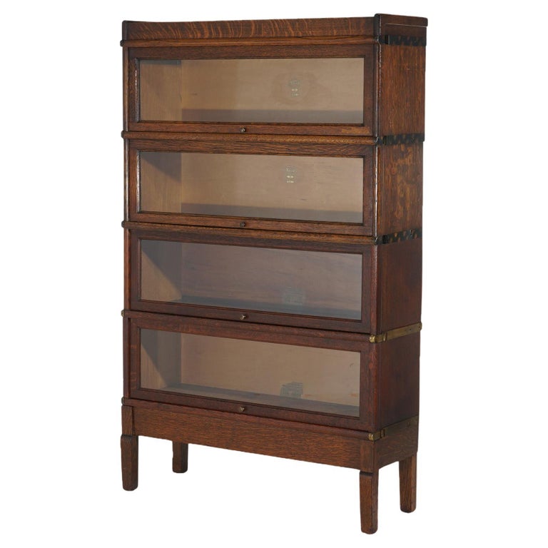 Macey Mission Style Arts And Crafts Four Stack Oak Barrister Bookcase C1910