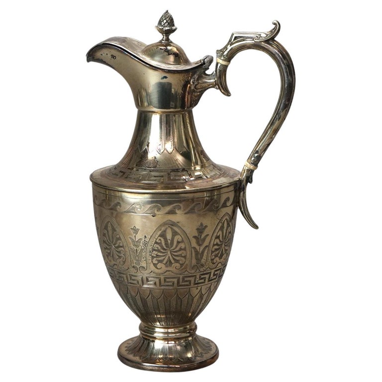 Antique Silver Plated Teapot with Foliate Engraving C1890