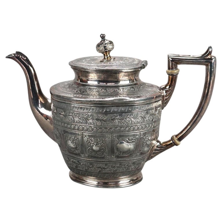 Antique Silver Plated Figural Teapot C1890