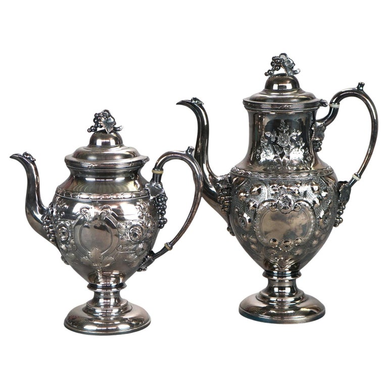 Two Piece Antique Silver Plated Tea Set C1890
