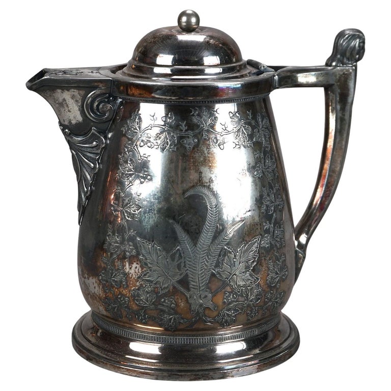Antique Figural Silver Plated Pitcher C1890