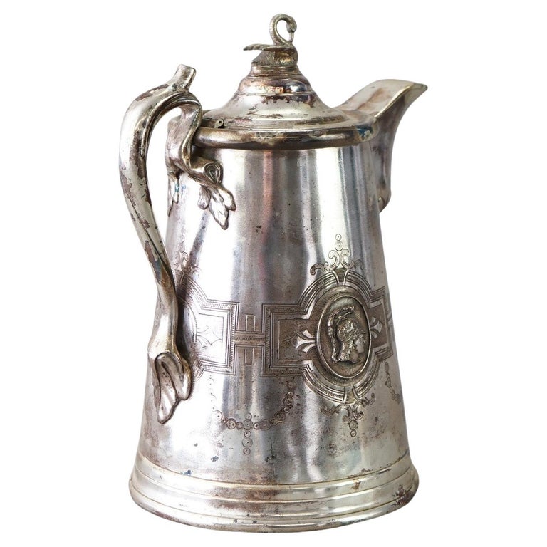 Antique Figural & Footed Rogers Smith Silver Plated Pitcher C1890