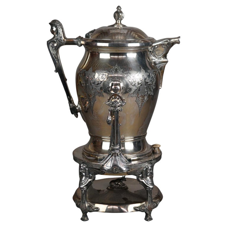 Antique Figural Silver Plated Tilting Tea Pot C1890
