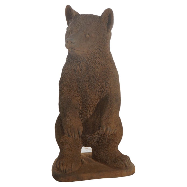 Bronze Finished Cast Hardstone Standing Black Bear Cub 20thC