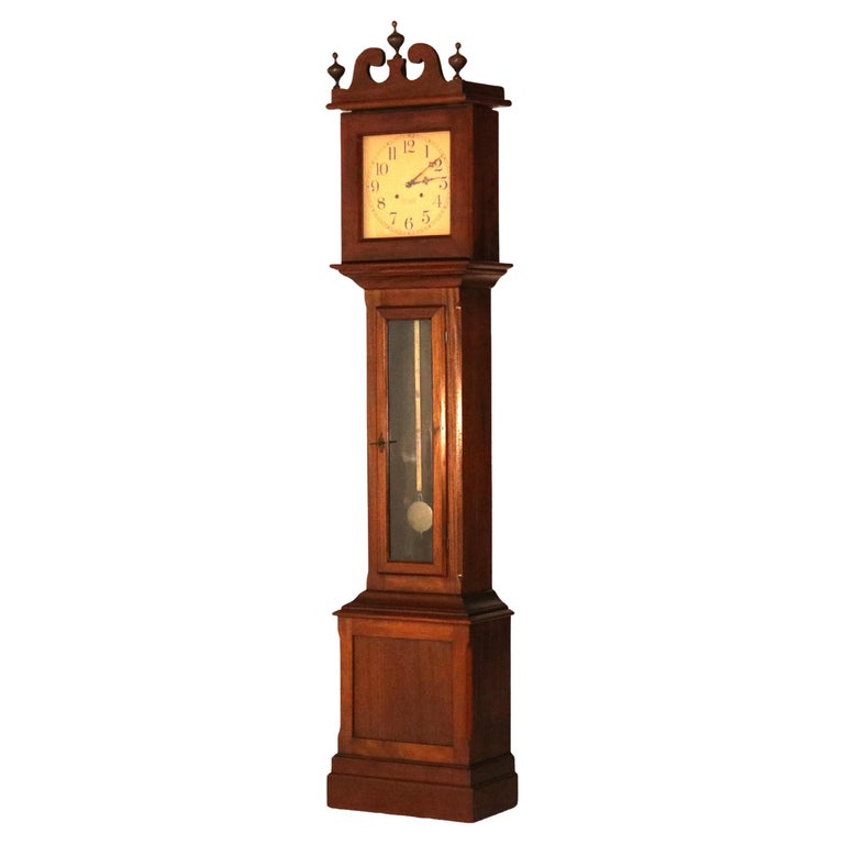 Antique Ithaca Clock Co. Tall Case Walnut Grandfather Clock C1920