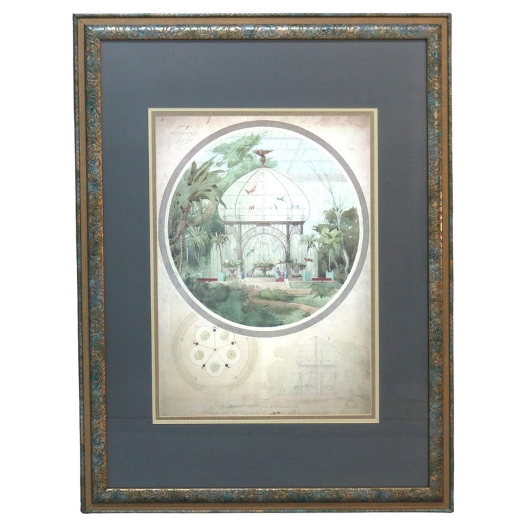 Antique Signed And Numbered Print “Aviary In The Winter” By Adrien Chan C1899