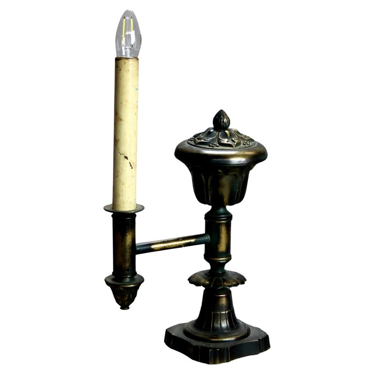Antique Empire Period Electrified Bronze Argand Lamp C1920