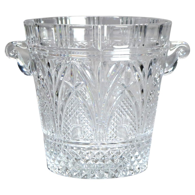 Antique Pressed Glass Double Scroll Handled Ice Bucket C1920
