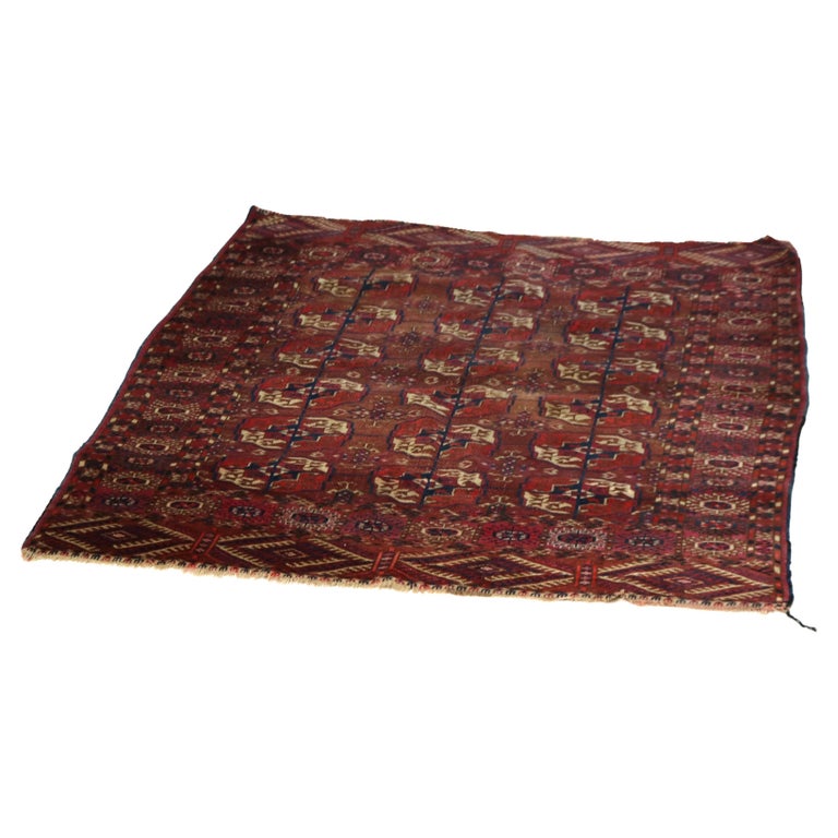 Antique Persian Tekke Bokara Handwoven Wool Rug C1920