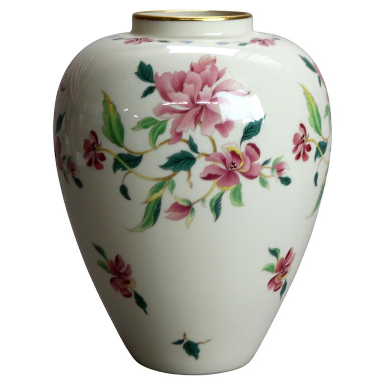 Antique Lenox Hand Painted & Gilt Floral Porcelain Vase C1930