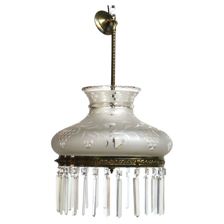 Antique Argand Sinumbra Solar Hanging Light with Cut Back Tam O’ Shanter Shade