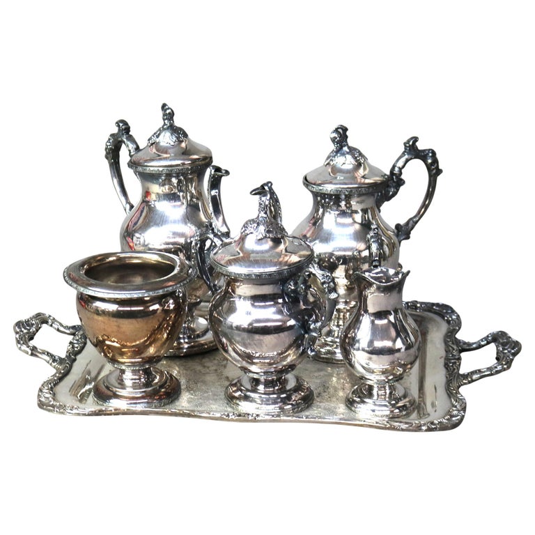 Six Piece Antique Victorian Silver Plate Tea Set C1890