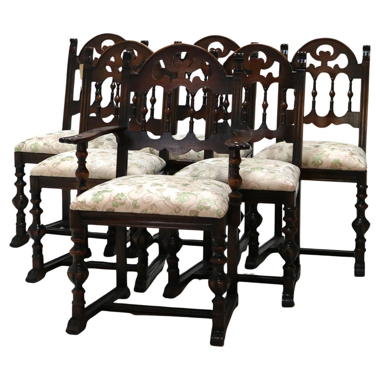 Six Antique Berkey & Gay or Kittinger School Carved Walnut Dining Chairs C1930