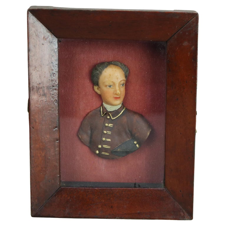 Antique Miniature Wax Portrait of Alexander Pope 18thC