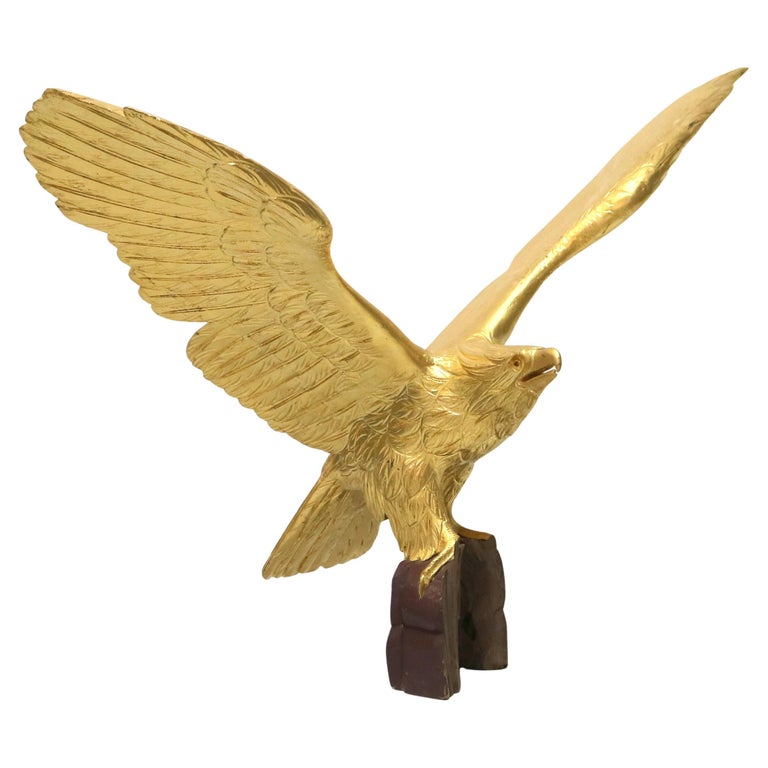 Oversized Vintage Carved Giltwood Golden Eagle 20thC