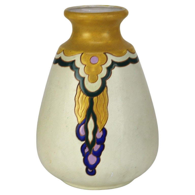 Antique Belgium Art Deco Matt Glaze Pottery Vase C1930