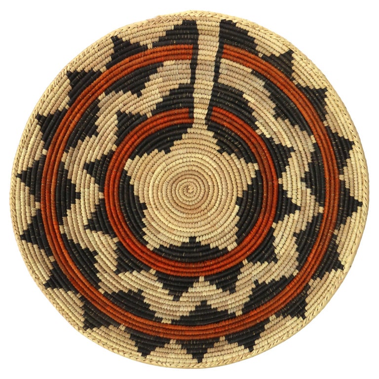 Vintage Southwest Native American Woven Reed Basket 20thC