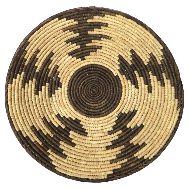 Vintage Southwest Native American Woven Reed Basket 20thC