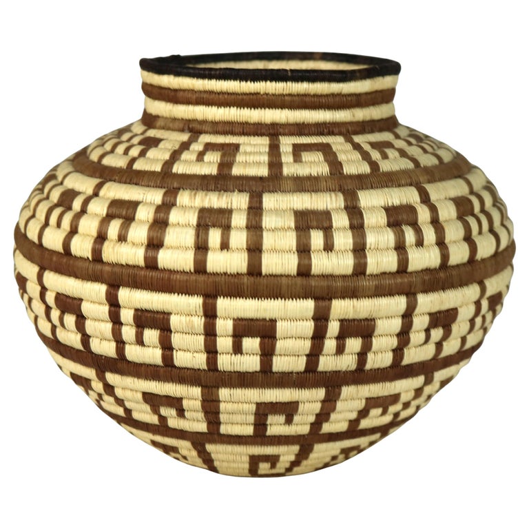 Vintage Native South American Wounaan and Embera Woven Reed Basket 20thC