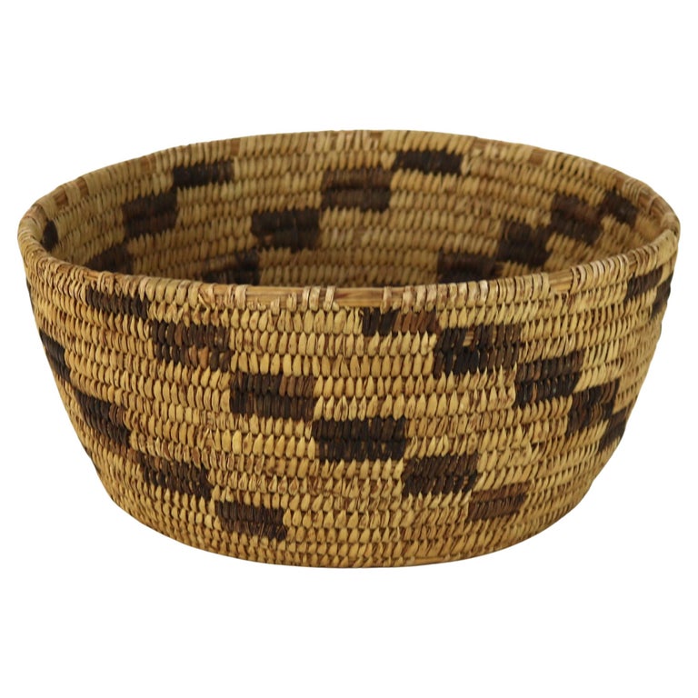 Vintage Southwest Native American Woven Reed Basket 20thC
