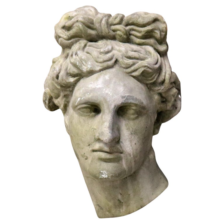 Vintage Classical Plaster Wall Sculpture, Head of Michelangelo's David C1930