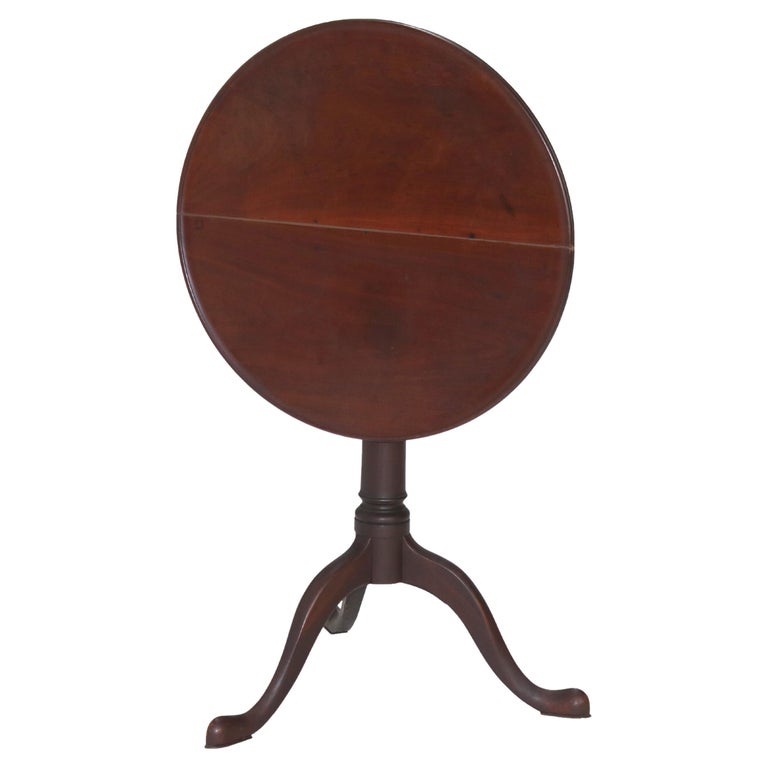 Antique Queen Anne Mahogany Dish Top Tilt Top Table with Bird Cage C1780