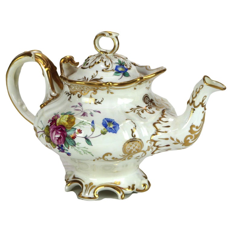 Antique Hand Painted and Gilt Porcelain Teapot C1890