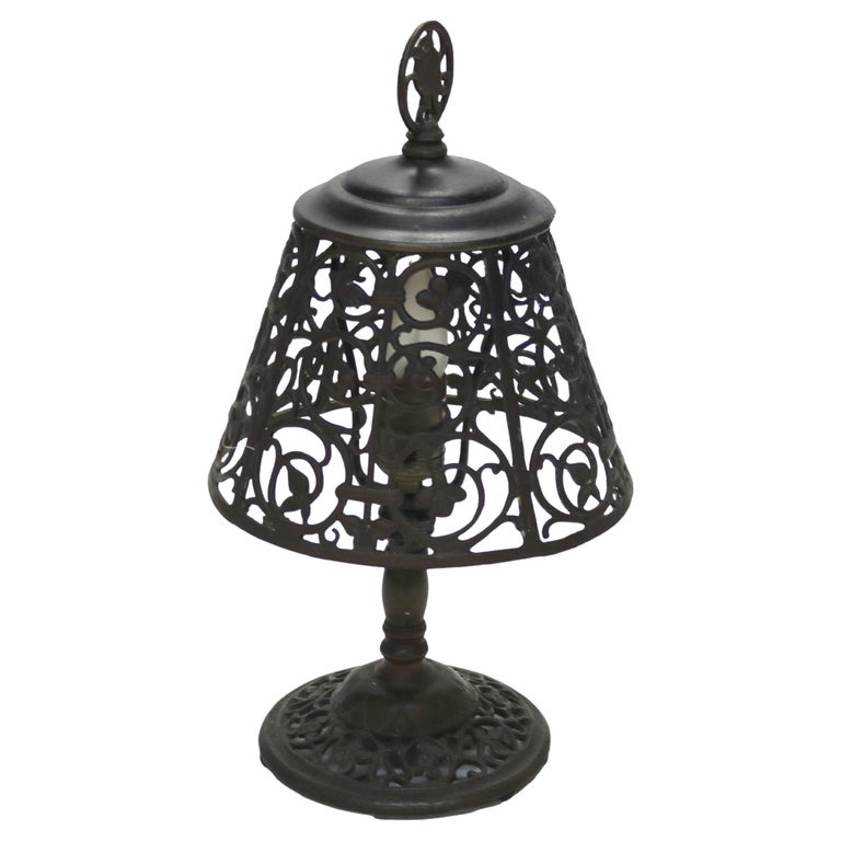 Antique Oscar Bach Arts & Crafts Bronze Table Lamp Unsigned C1920