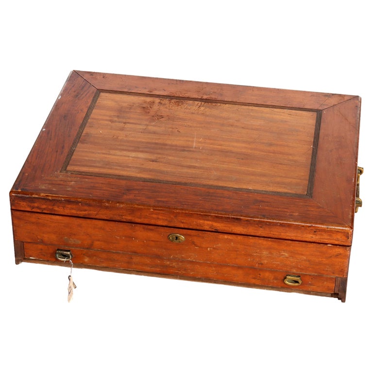 Large Antique Vermilion Mahogany Silver Chest with Gilt Metal Hardware C1880