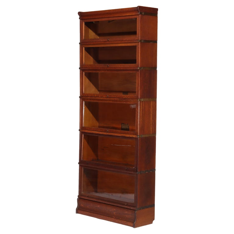 Antique Globe Wernicke Arts & Crafts Oak Six Stack Barrister Bookcase C1920