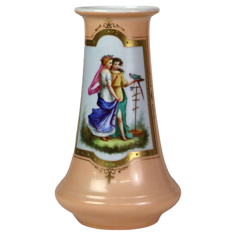 Antique Old Paris Porcelain Portrait Vase C1880
