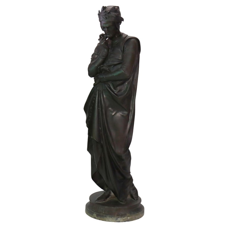 Antique Cast Bronzed Metal Sculpture “El Dante” by A. Carrier C1900