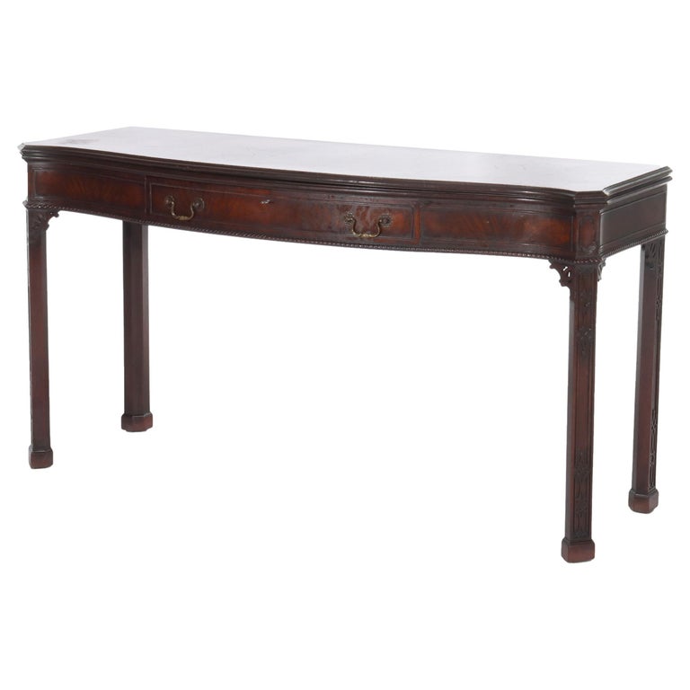 Antique Federal Style Mahogany Hinged Top Hall Table with Single Drawer C1930