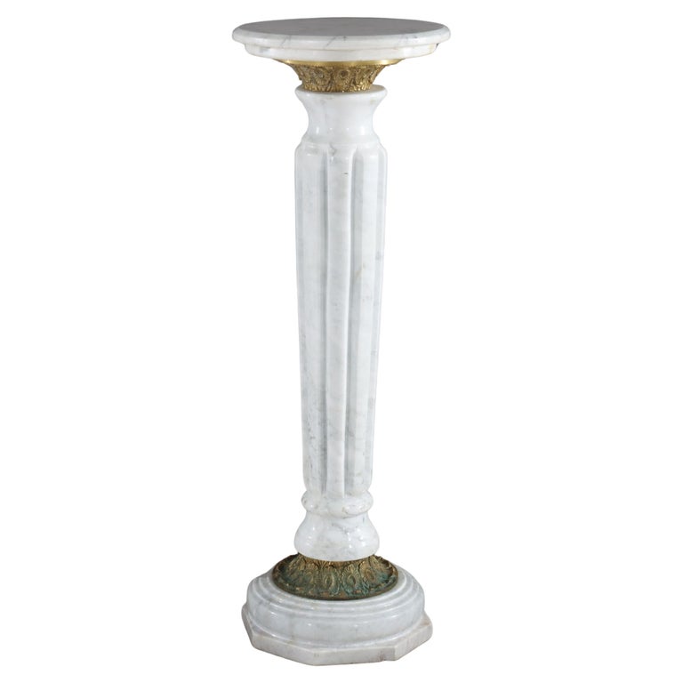 Antique Neoclassical Marble & Ormolu Bronze Sculpture Pedestal c1890