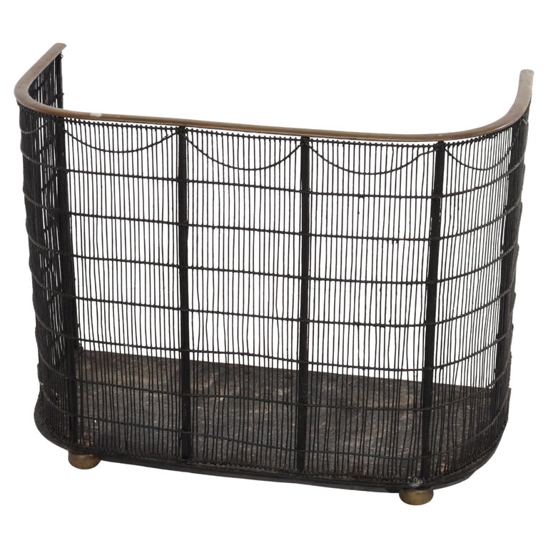 Antique Victorian Wire & Brass Fireplace Screen C1890