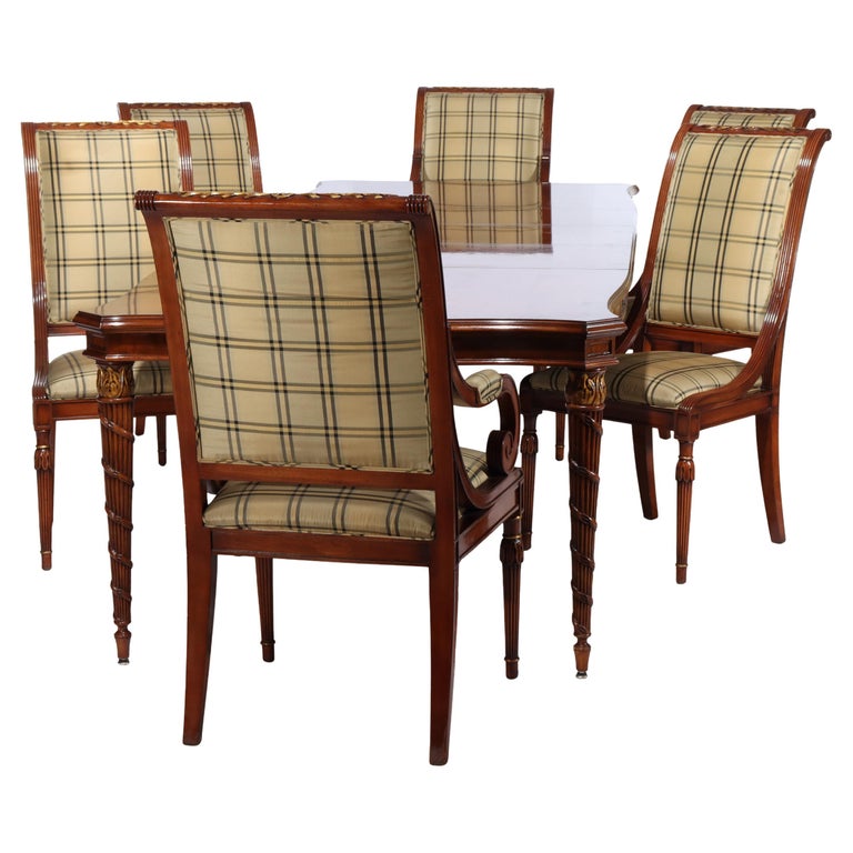 Seven Piece Karges Walnut & Burl Dining Room Set Signed 20thC