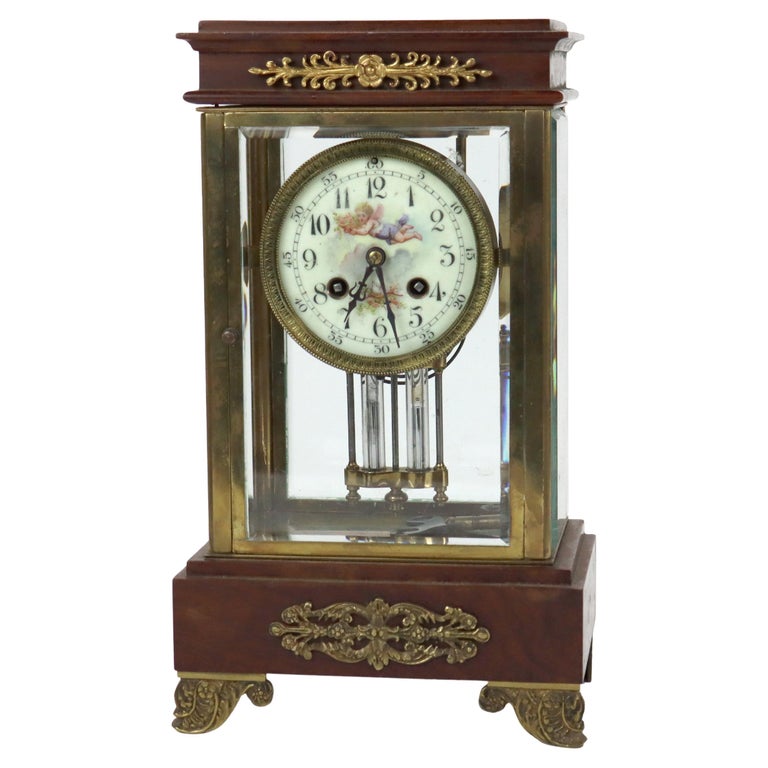 Antique French Louis XVI Style Mahogany & Ormolu Clock c1890