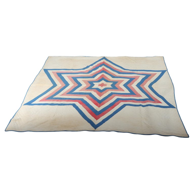 Antique Dianna’s Star Pattern Hand Sewn Quilt C1900