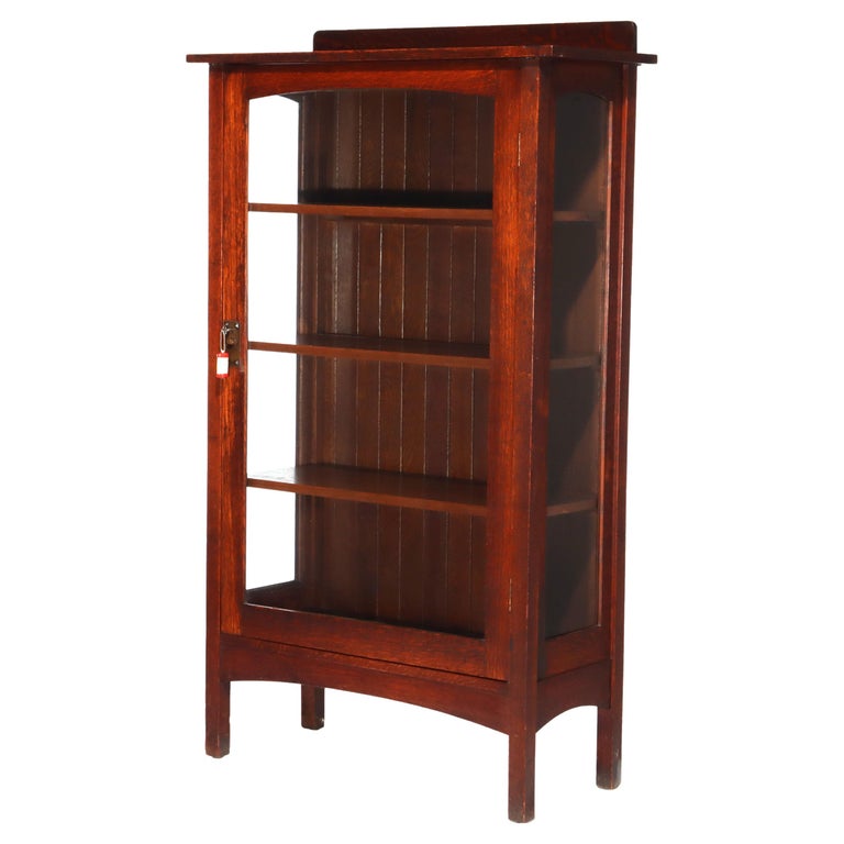 Antique Stickley Harvey Ellis School Arts & Craft Oak Single-Door China Cabinet