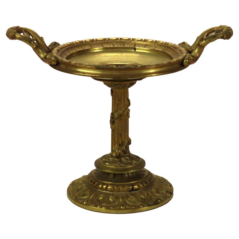 Antique Gilt Bronze Tazza With Fluted Column C1880