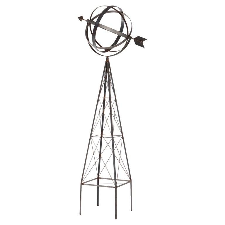 Oversized 105" Vintage Wrought Metal Garden Armillary 20thC