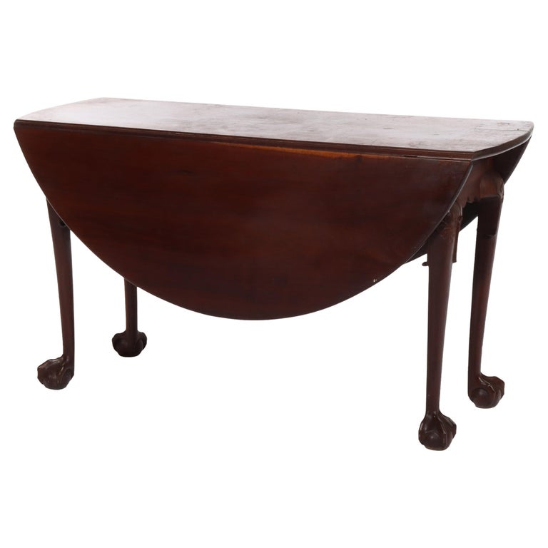 18thC Chippendale Mahogany Drop Leaf Shoe Foot & Gate Leg Table